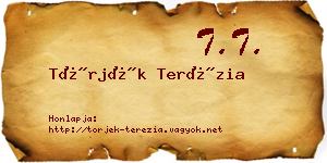 Törjék Terézia névjegykártya